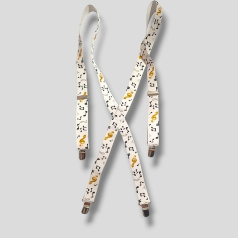 Suspenders‎ Musical Music Notes Concert Teacher Conductor Metallic Silver Gold